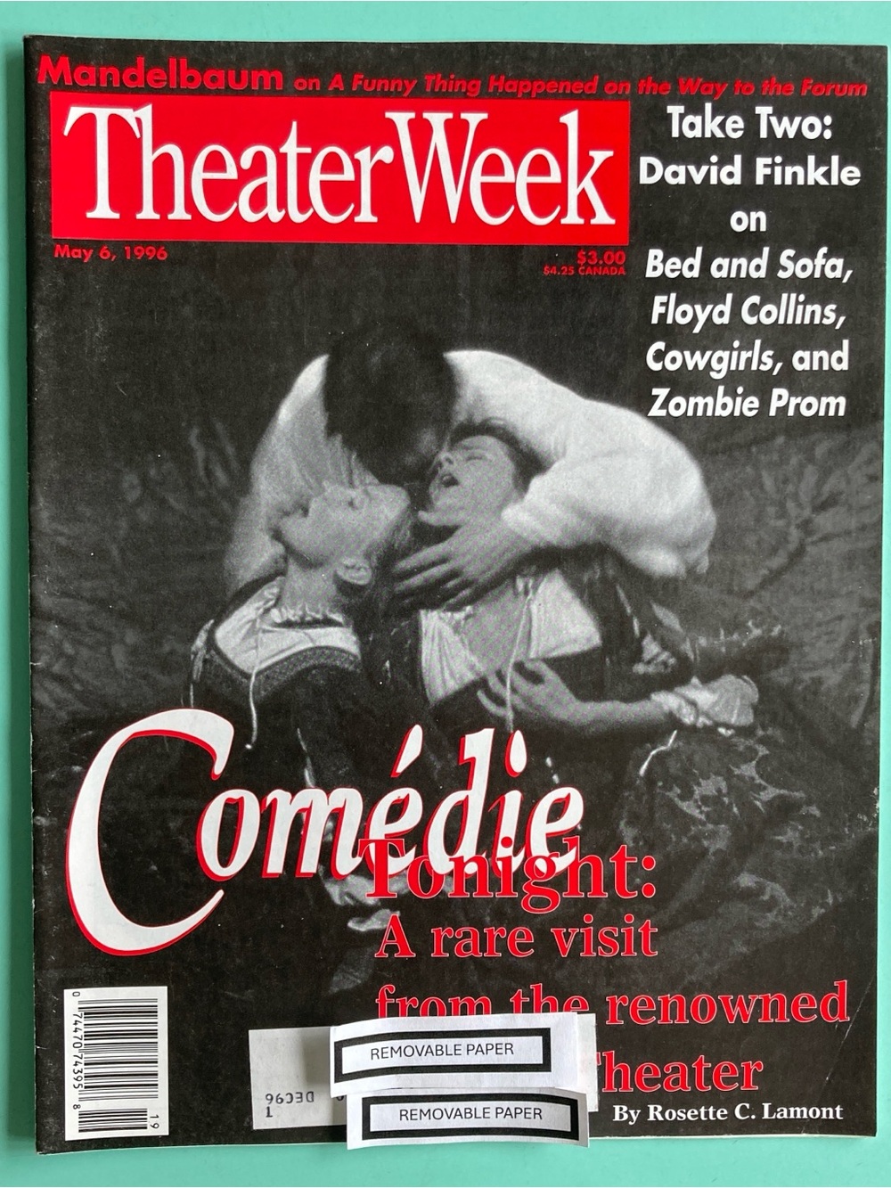 Comédie-Française Savion Glover Theater Week Magazine MAY 6 1996 - Address Label